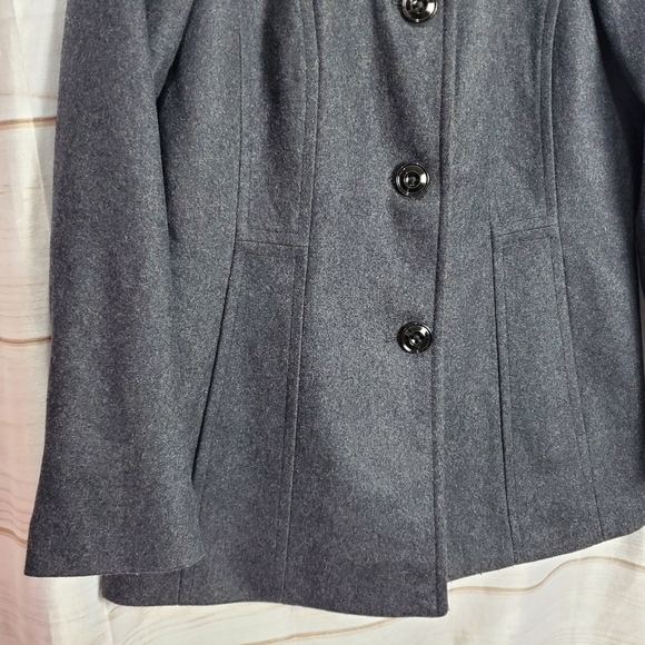 London Fog Collection Charcoal Gray Button Up Wool Pea Coat Jacket Size Medium - Picture 3 of 12